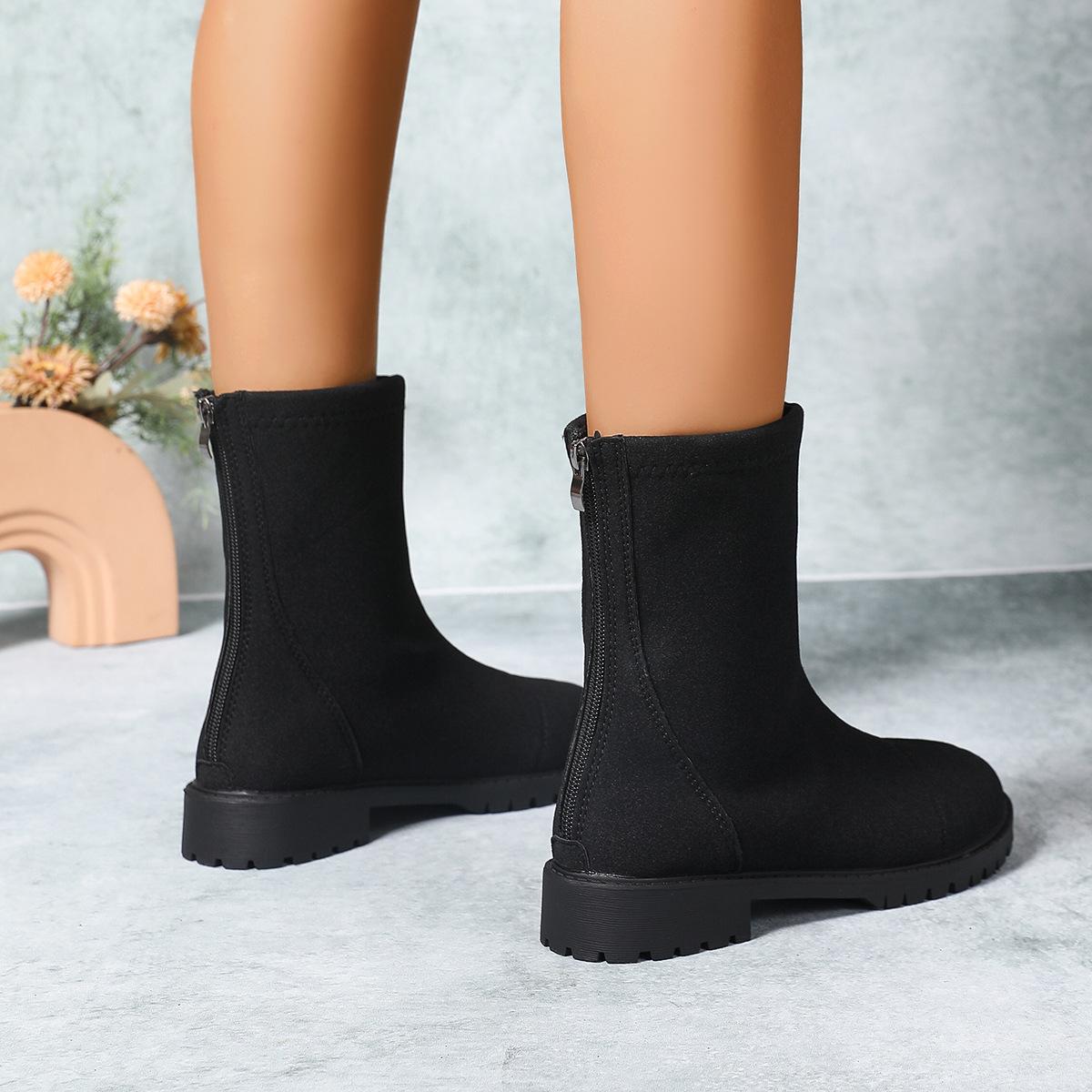 

Fashion Women Ankle Boots 2025 Autumn Solid Color Suede Casual Plus Size Platform Booties Woman Comfortable Square Heel Botas Female 43 чёрный