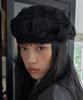 POESIEDAME Peony Lace Bow Beret In Black