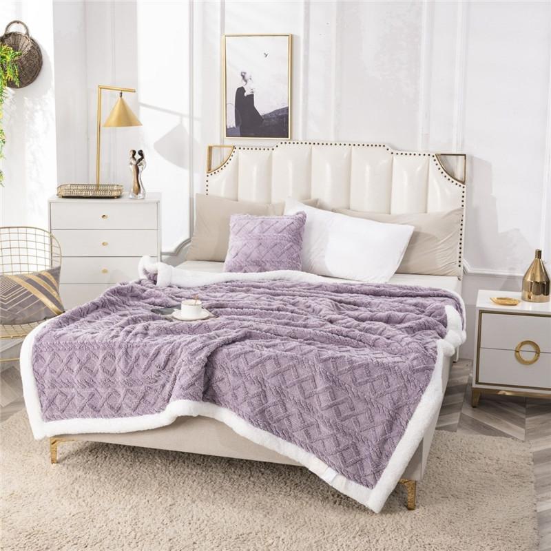 2026 New Fleece Plaid Blanket Thick Wool Blankets Duvet Cover Double Sided Sofa Bed Cover Soft Warm Winter Throw Bedspread Blanket Bedding