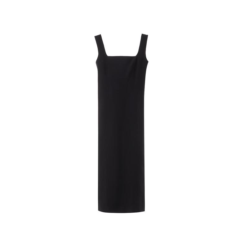 LANGZI French Style Slim Black Mermaid Midi Dress