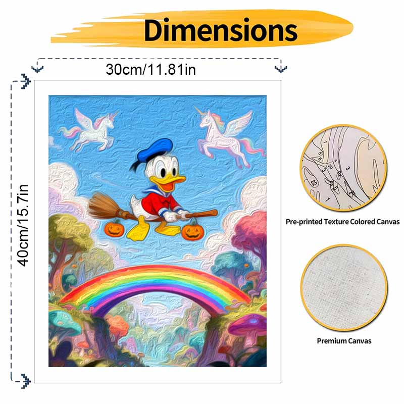 Disney Digital Oil Painting Art Kit Donald Duck Flying Broom Rainbow Unicorn Handmade Coloring Painting Home Decor