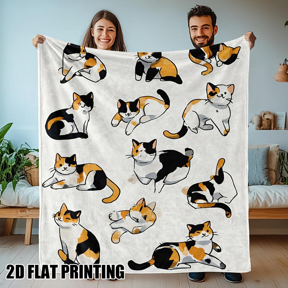 

Calico Cats Print Flannel Blanket AllSeason Soft Warm Machine Washable Home Office Travel Decor 75x100cm (30x40inch)