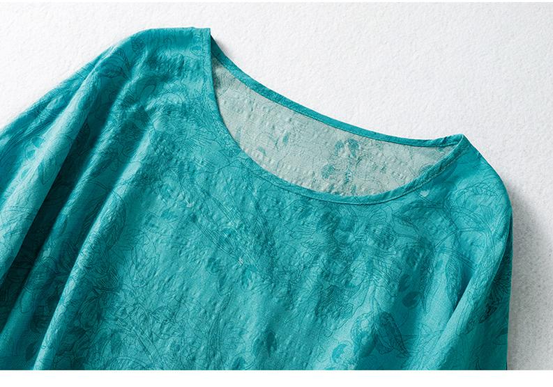 Bawełniano-lniana koszulka z krótkim rękawem, luźna, z okrągłym dekoltem, letnia, plus size