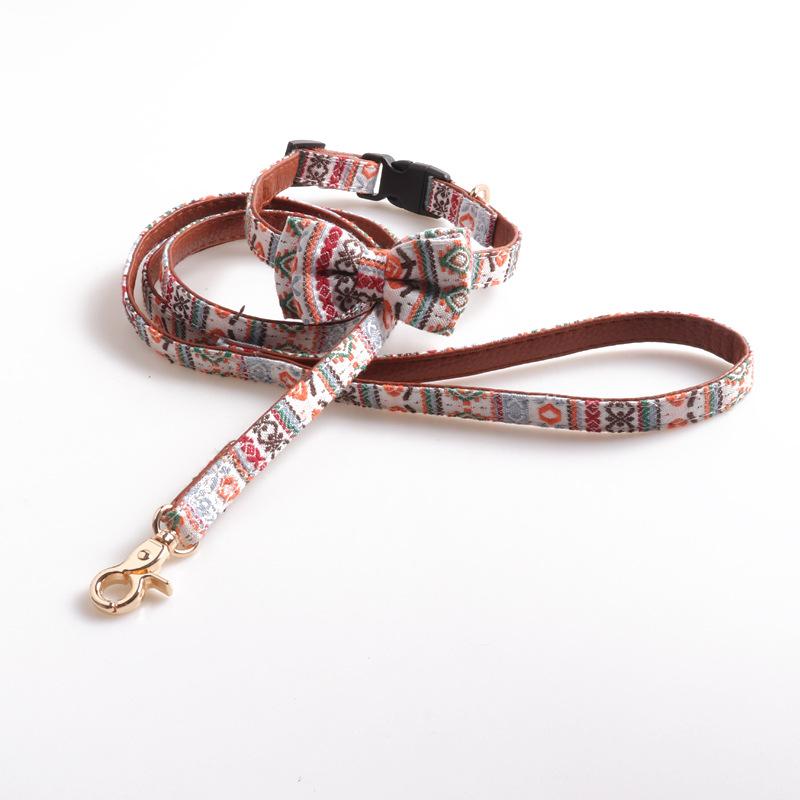 Style Vibrant Ethnic Pet Collar Double Layer Butterfly Shaped Pattern Design