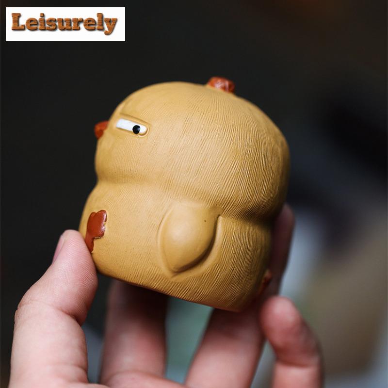 Søt Fugl Te Kjæledyr Te-seremoni Følge Håndlaget Lilla Leire Kylling Te Kjæledyr Figur for Elskere Hjemmedekor Kung for Hyller