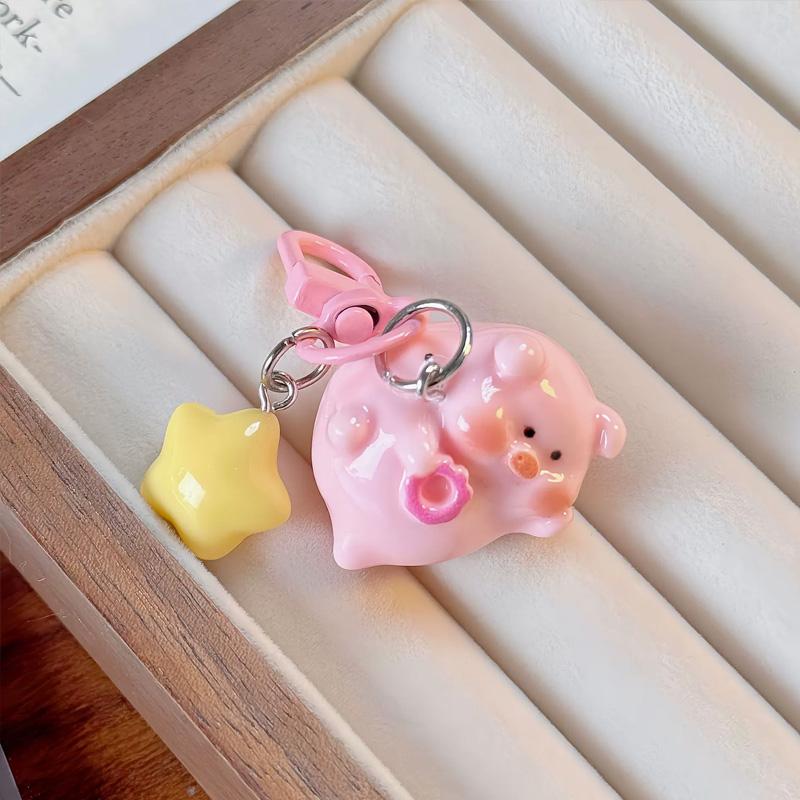 1PC Key Chain Creative Pink Pig 3D Piggy Keychain Lovely Cartoon Keychain Ornament Bag Pendant