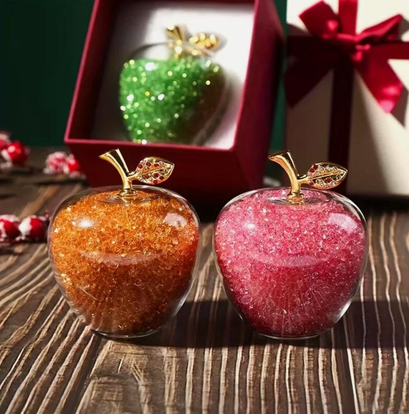 Apple Statue Glitter Glass Crystal Home Decor Christmas Eve Ornaments Gift Christmas Eve Ornaments Home Desktop Decoration 2025