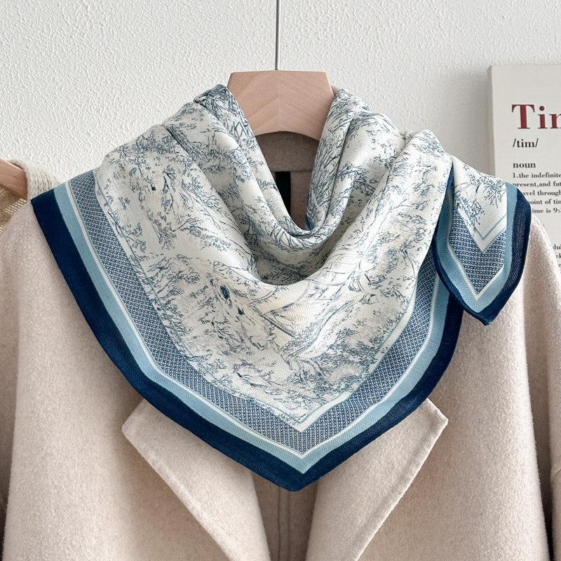 71 Series Neck Cashew Flower Square Scarf Silk Scarf Female Korean Version Versatile Literary and Retro Neck Protection Decorative Small Scarf