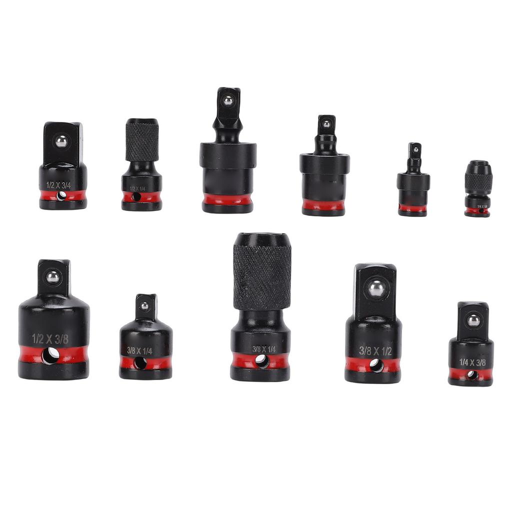 11Pcs Impact Socket Adapter Set Drill Adapters Extensions 1 4 3 8 1 2in Drive CR V CR MO Steel Ball Detent for Car Home