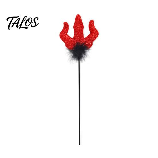 Three Pronged Cane Prop Halloween Red Devil Costume, Glitter Horn Headband And Trident Costume Accessories for Cosplay, Masquerade Party Performance