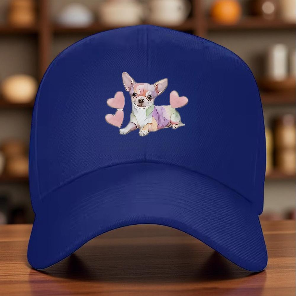 Chihuahua Aquarell Herz Baseballkappe Verstellbar Baumwolle Lässig Sonnenhut für Unisex Erwachsene