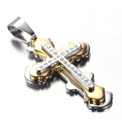 Europäischer und amerikanischer Gezeiten-Klassiker-Kreuz-Anhänger mit Diamanten, Titan-Stahl-Halskette, männlicher Schmuck