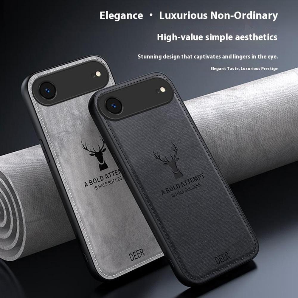 For iPhone Air Case Deer Pattern Cloth Texture PU + PC + TPU Phone Cover