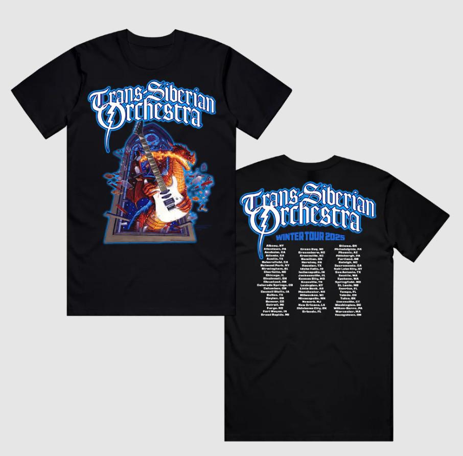 Trans Siberian Orchestra Dragon Guitar 2025 TShirt Unisex Cotton GE507