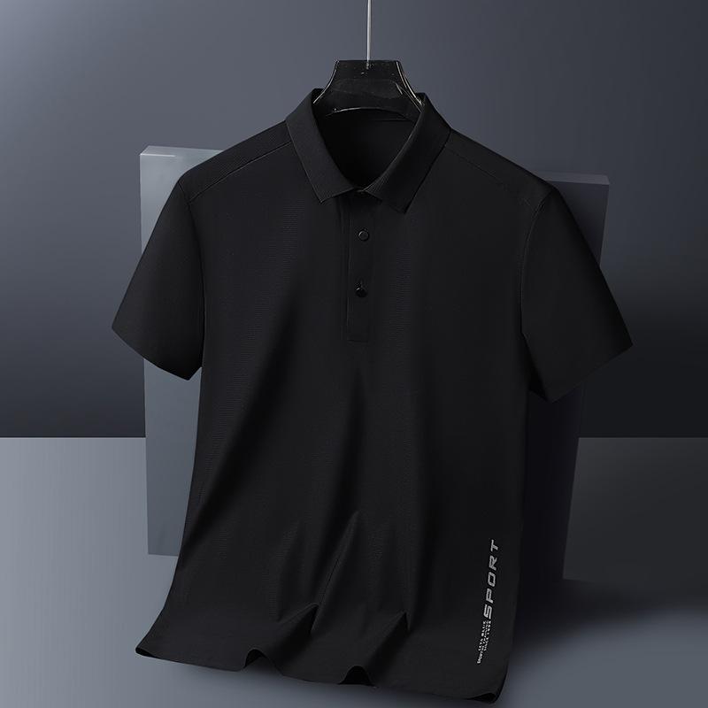 Middle-aged Men's Summer Nylon Thin Business Men's Casual Loose Short-sleeved T-shirt Lapel Polo Shirt