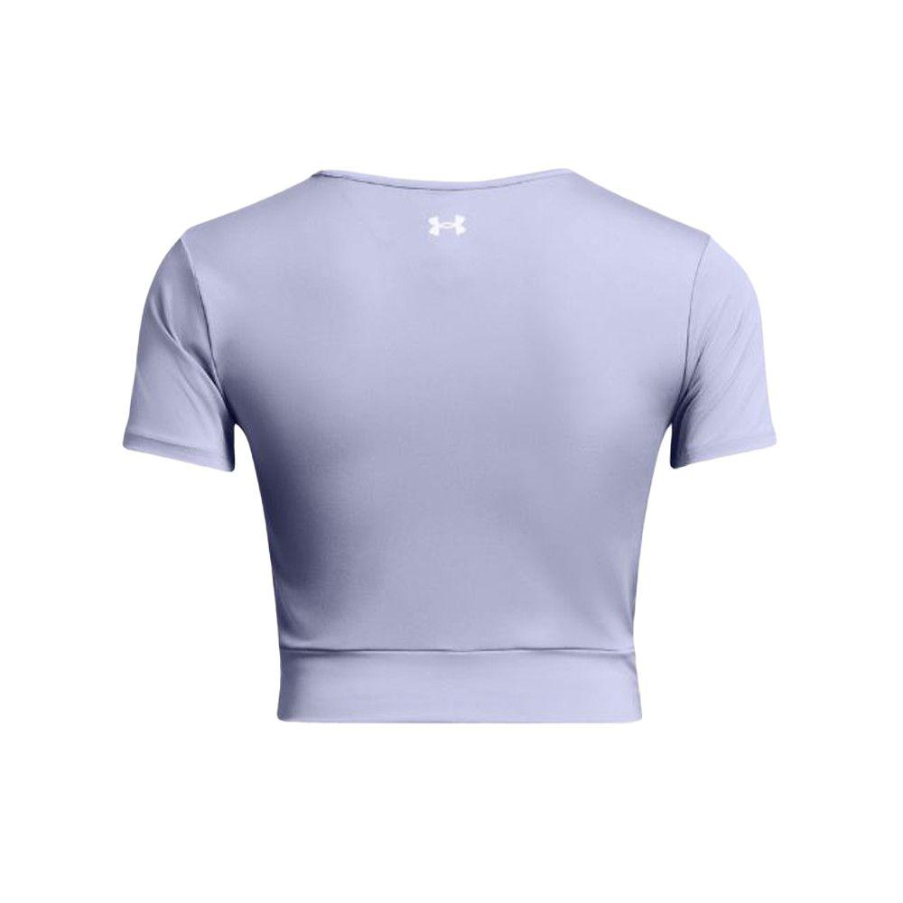 Under Armour UA Motion Crossover Solid Logo Knot Design Round Neck Short Sleeve T-Shirt Women Tops Light-Blue Purple 1383647-539