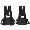 Chest Pack Adjustable Multi Pocket Functional Harness Front Vest Rig Bag for OutdoorBlack