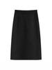 Women's High Waist Wool A-line Skirt: Slimming, Versatile, Black, Slit, Hip-Covering, Autumn/Winter 2025.