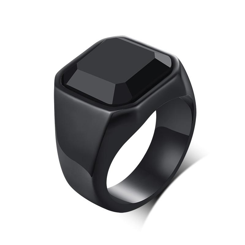 Vnox Stilfulde Firkantede Naturstens Seglringe til Mænd, Rustfrit Stål Metal Fingerring Festgave Smykker