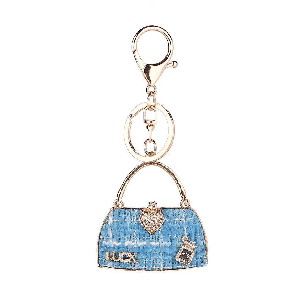 Bag keychain, European and American style, fashion, women s backpack pendant, rhinestone keychain, creative small gift