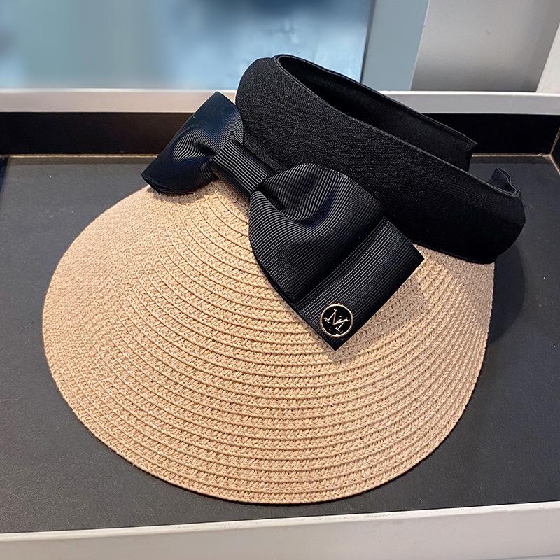 Summer Empty Top Raffia Straw Hat Women Outdoor Travel Beach Sunscreen Anti Uv Riding Sun Hat Girl Big Brim Bow Visor Cap