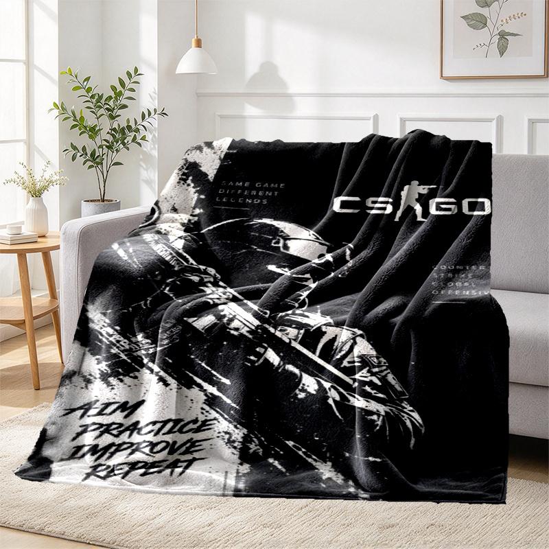 Counter Strike Pattern Blanket for Home Decoration, Bed, Sofa, Car Travel, Camping, Suitable for All Seasons, Birthday Christmas Gift