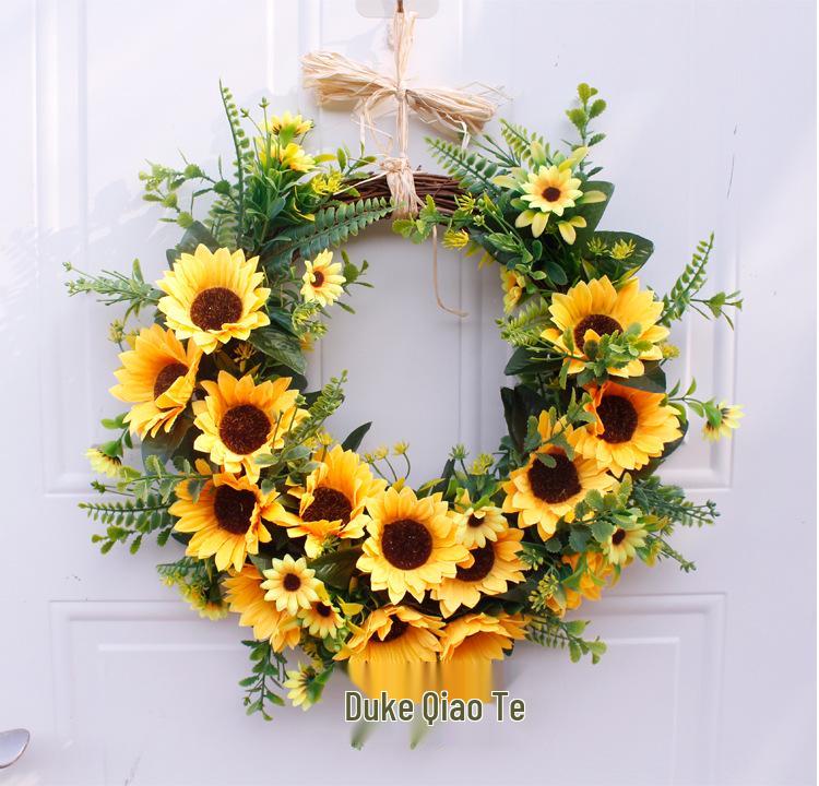 40cm Medium Sunflower Half Circle Wreath