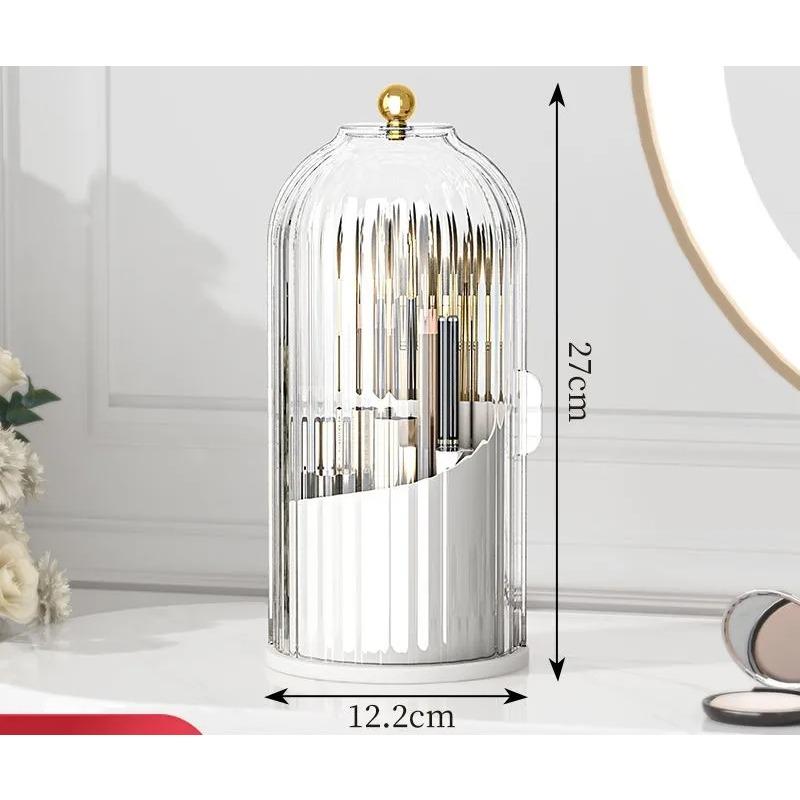 

Вращающийся на 360° держатель кистей для макияжа с крышкой, роскошный косметический органайзер, губная помада, держатель для карандашей для бровей, коробка для хранения теней для век белый