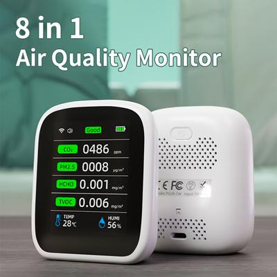 Portable LCD Air Quality Meter 3 In 1/8 In1 WiFi PM1.0 PM2.5 PM10 CO2 TVOC HCHO Temperature and Humidity Tester with Voice Alarm