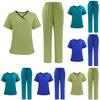 Women's Quick Drying Fabric Color V-neck Pocket Short Sleeved Pants Set Workwear