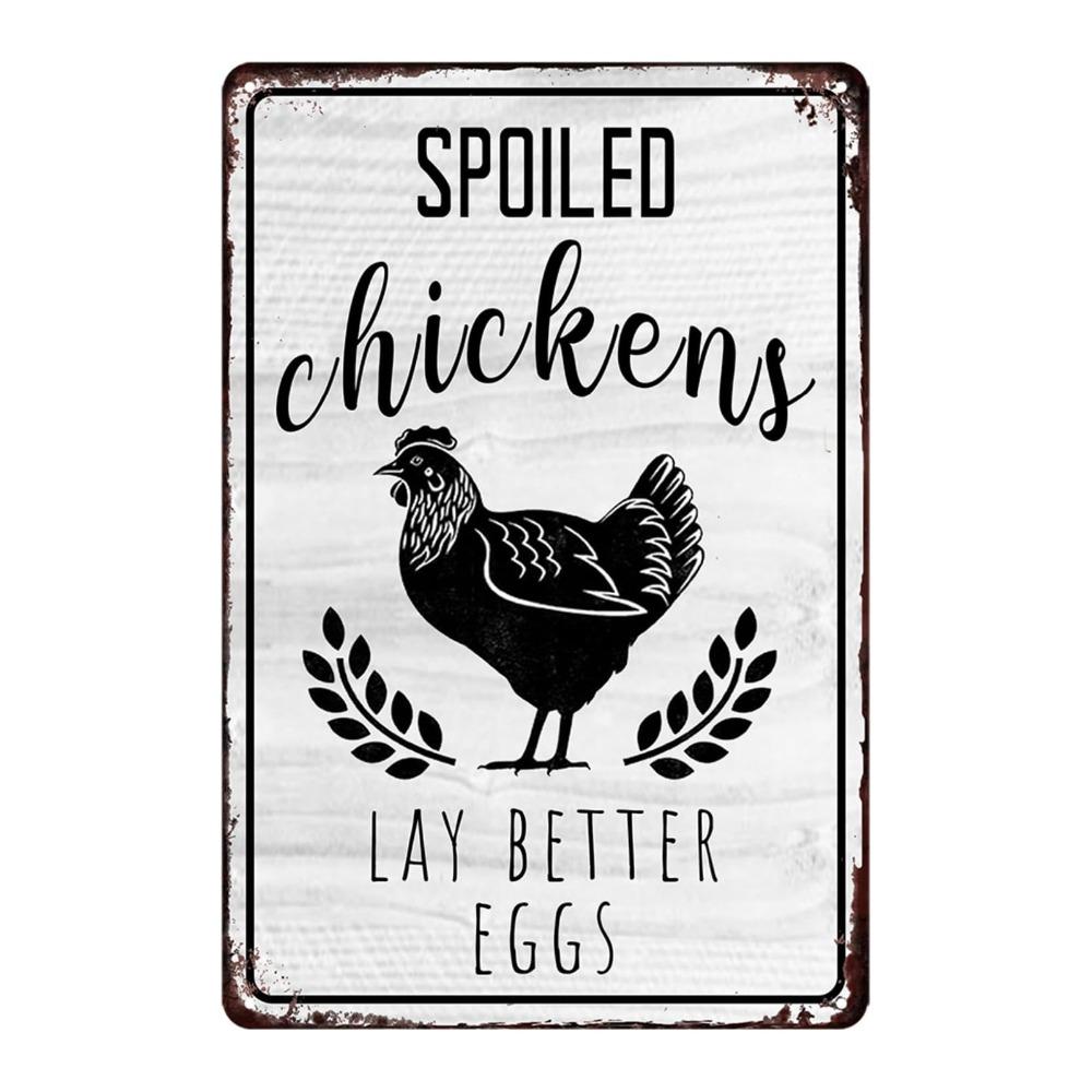 Metal Material Chicken Coop Signs 20 * 30cm Rustic Chicken Coop Accessories Vintage Funny Style Funny Chicken Signs