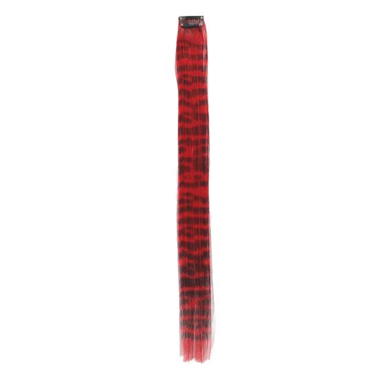Women Clip-in Raccoon Tail Hair Extension Heat Resistant Natural Looking Long Straight Synthetic Stripe Printed Hairpiece Wig