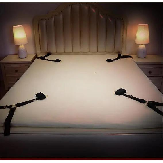 BDSM Bondage Bed Restraint Sex Toy Set Sexy Adult Female Handcuff Leg Restraint Cuffs Couple SM Slave Bed Games Strap System Toy
