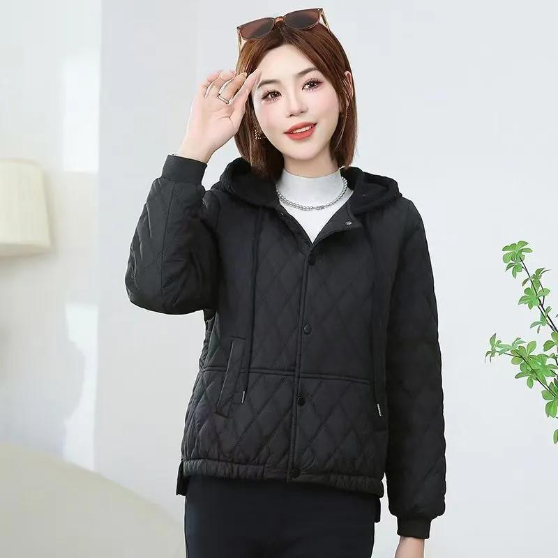 Giacca da Donna Primavera Autunno Inverno Larga Ispessita Calda Giacca Corta con Cappuccio Top Sottile