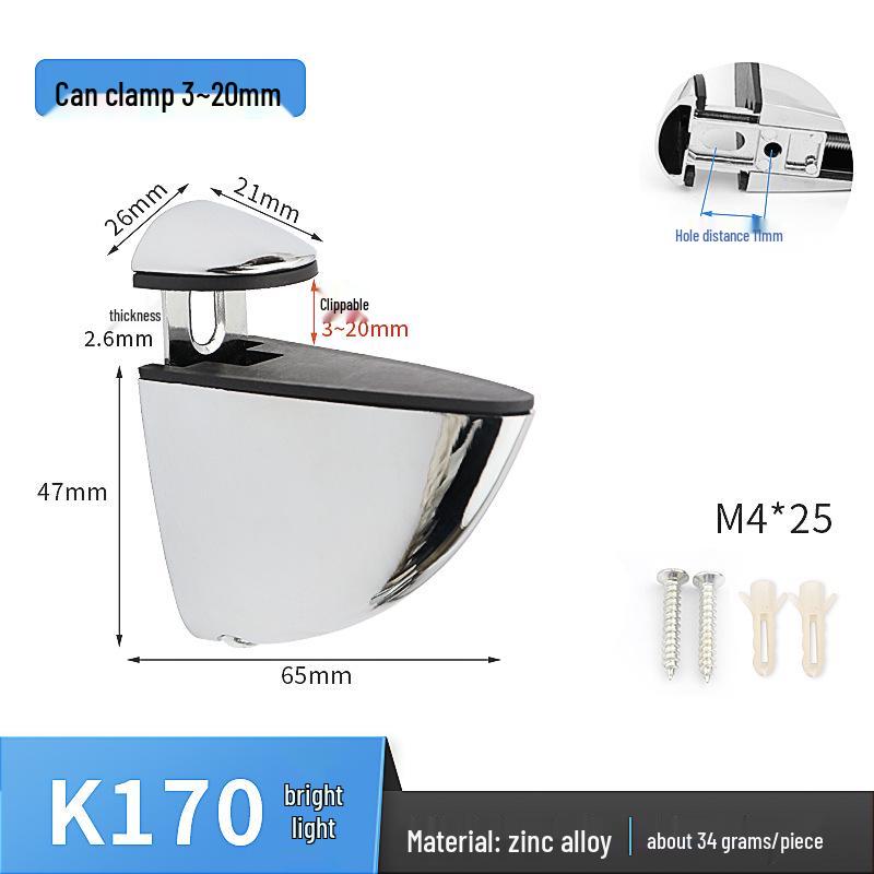 Adjustable Zinc Alloy Glass and Wood Shelf Clamp Bracket