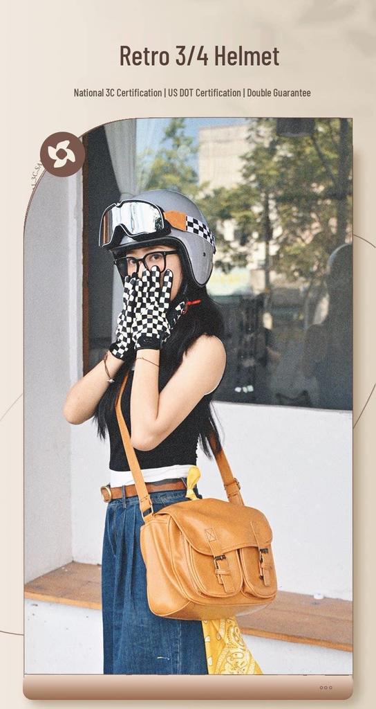 3C Certified Retro 3/4 Safety Helmet for Motorcycles & Electric Scooters – Unisex, All-Season