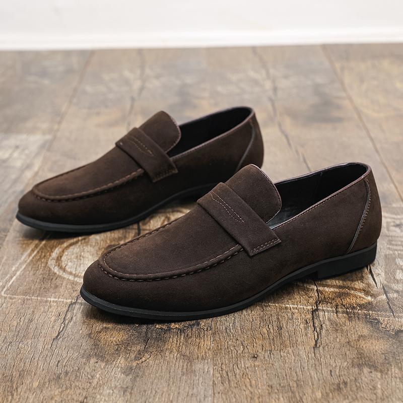 Fashion Designer New Arrival Black Brown Suede Leather Wedding Dress Shoes For Men Penny Loafter Zapatos Hombre
