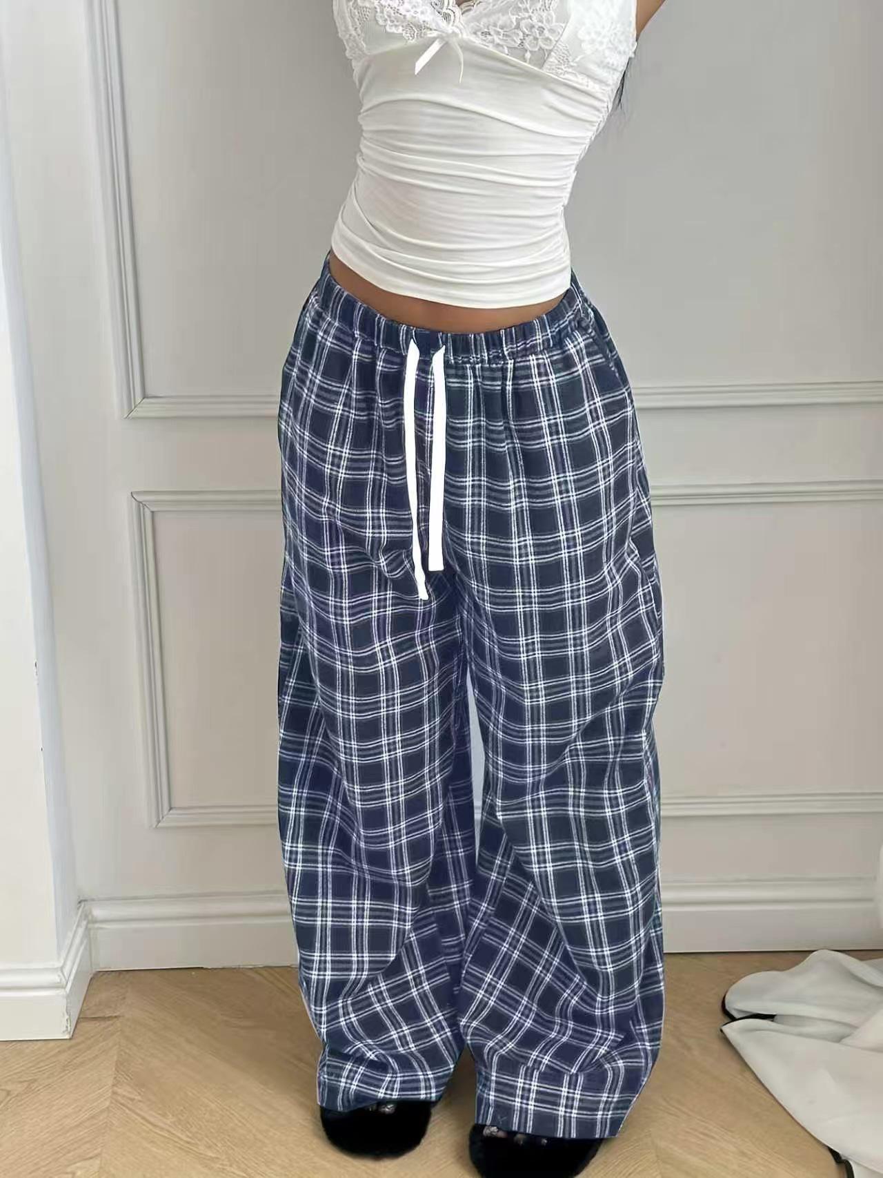 Women s Retro Plaid Pants: Trendy, Loose, Versatile Long Pants for Spring/Autumn 2026 Extra Small