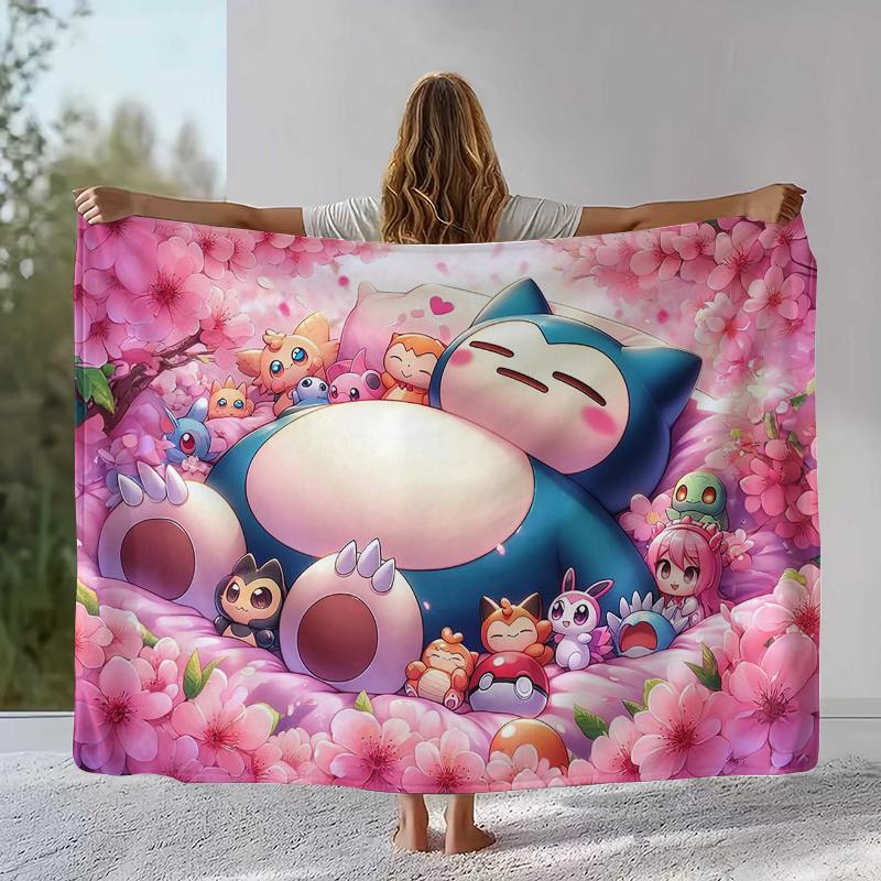 Kawaii Pokemon Pikachu Cartoon Flannel Blanket,Ultra Soft Warm Plush Throw for Home Bedroom Bed Sofa Cover Office Camping Gift