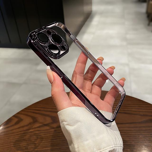 

Роскошный прозрачный чехол для телефона с прозрачным покрытием для Iphone 11 12 13 14 Pro Max, противоударный мягкий силиконовый защитный чехол 11 Pro Max for iphone13(6.1 ) темно-фиолетового