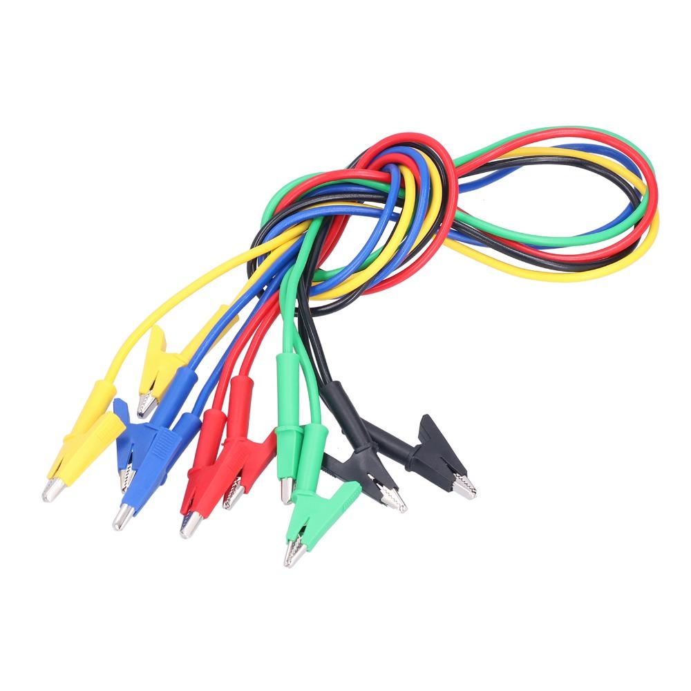 5PCS 1m Test Cable 5 Colors Jumper Wires Durable Alligator Clips  Electrical Testing