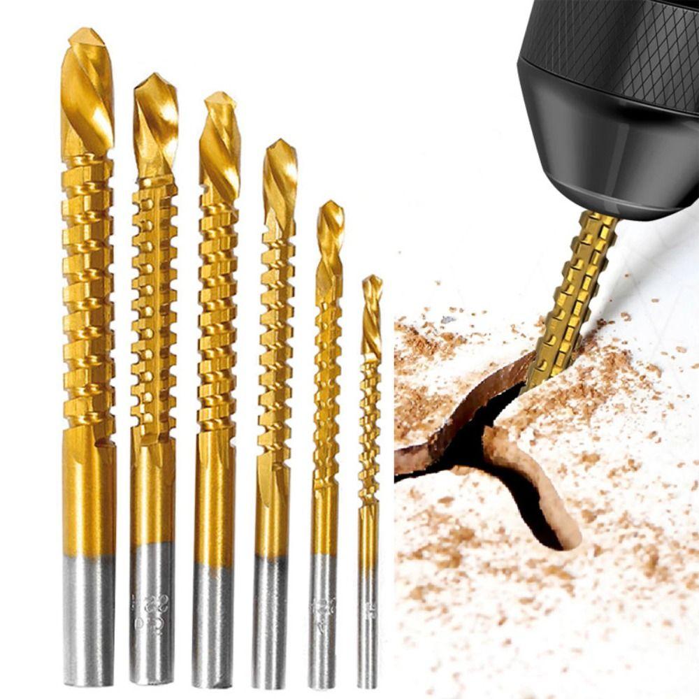 6Pcs High Speed Steel Drill Bit Set Saw Tooth Woodworking Drill Twist Drill Bit Construction Site