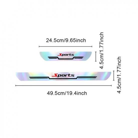 4pcs Laser Car Door Plate Sill Scuff Cover Anti Scratch Sticker Trim Accessories