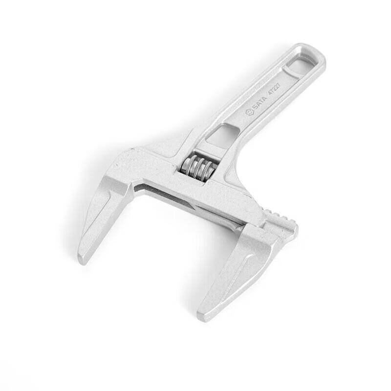 SATA 47227 Aluminum Alloy Short Handle Wide Jaw Adjustable Wrench