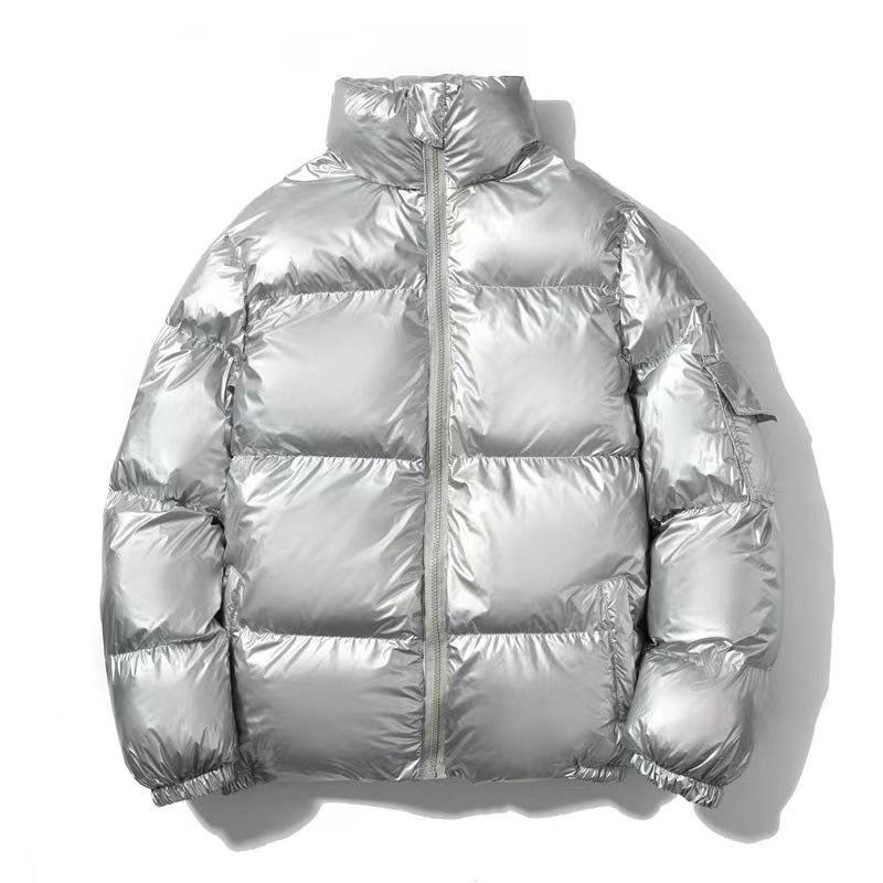 Cappotto invernale in cotone lucido da uomo stile coreano, colletto alto corto, taglia grande alla moda, 2022