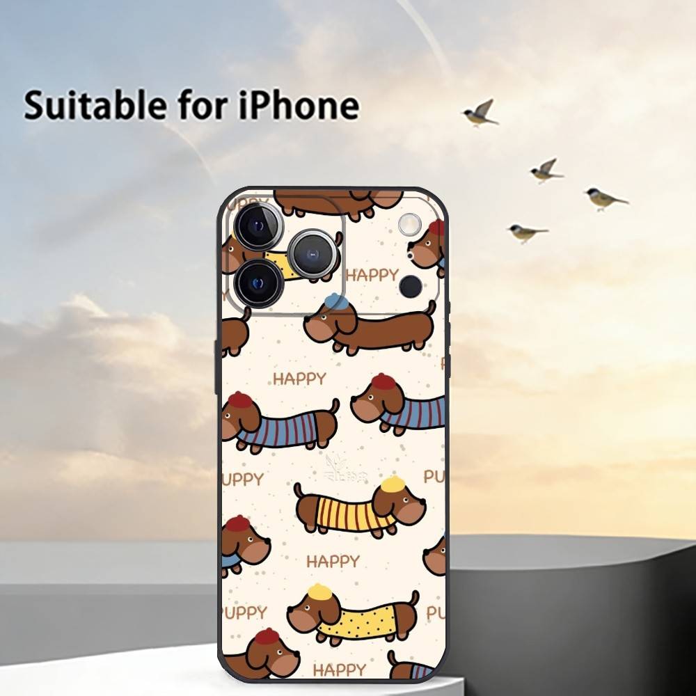 Cute Dachshund Sausage D-Dog Phone Case For iPhone 17, 16,15,14,13,12,11 Plus,Pro Max, Others Soft Black Cover