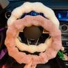 38CM Warm Bubble Velvet Steering Wheel Cover Wool Velvet Handlebar Wrap for Autumn Winter Car Accessories