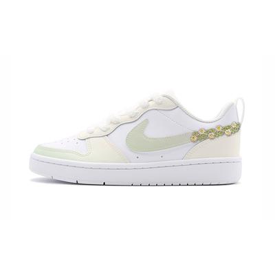 Court Borough Lime Mel Leather Abrasion Resistant Slip Resistant Low Top Skateboard Shoes Women's Cyan Beige BQ5448-100(team660-)