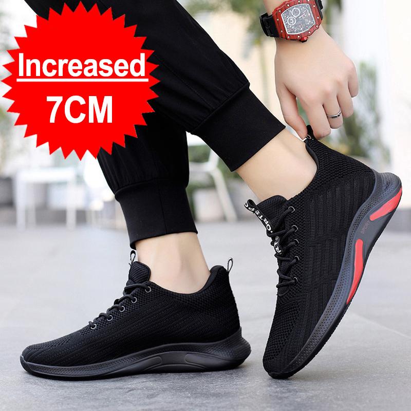 Sneakers Tall Men's Elevator Shoes For Men Leisure Height Increase Insole 7cm Casual Luxury Mesh Summer Running Shoes Skateboard