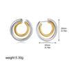 Fashion Two-tone Double Layer Opening Round Hoop Earrings for Women Minimalist Stainless Steel Geometric Ear Studs Jewelry Gifts